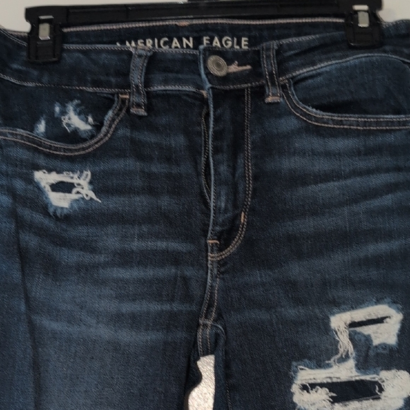 American Eagle Outfitters Ripped Dark Blue Skinny Jeans - Picture 4 of 5